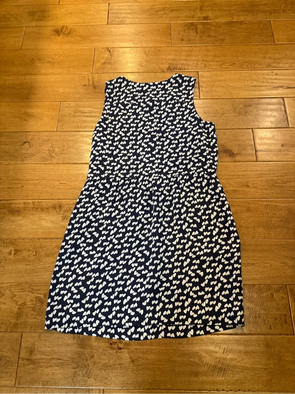 Navy Sleeveless Heart Print Dress